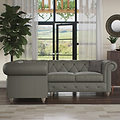 Everett LH Leather Corner Sofa Stone Grey Washed Feet from Roseland Furniture