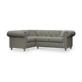 Everett LH Leather Corner Sofa Stone Grey Walnut Feet from Roseland Furniture