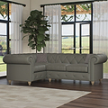 Everett LH Leather Corner Sofa Stone Grey Walnut Feet from Roseland Furniture