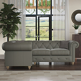 Everett LH Leather Corner Sofa Stone Grey Walnut Feet from Roseland Furniture