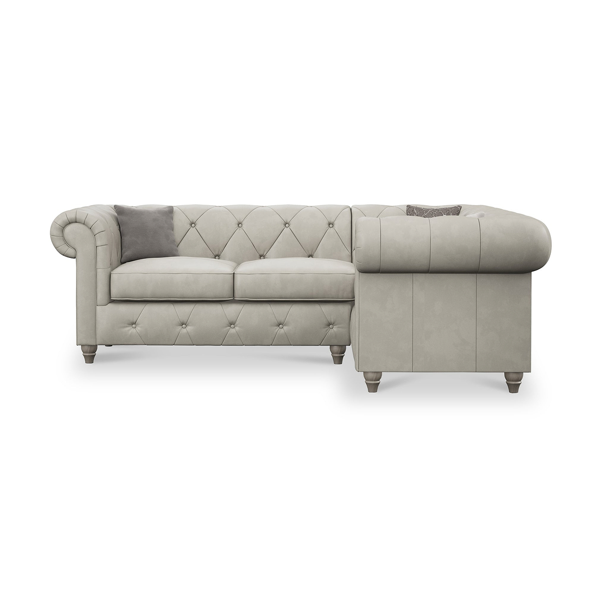 Everett RH Leather Corner Sofa Cloud Washed Feet from Roseland Furniture