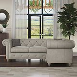 Everett RH Leather Corner Sofa Cloud Washed Feet from Roseland Furniture