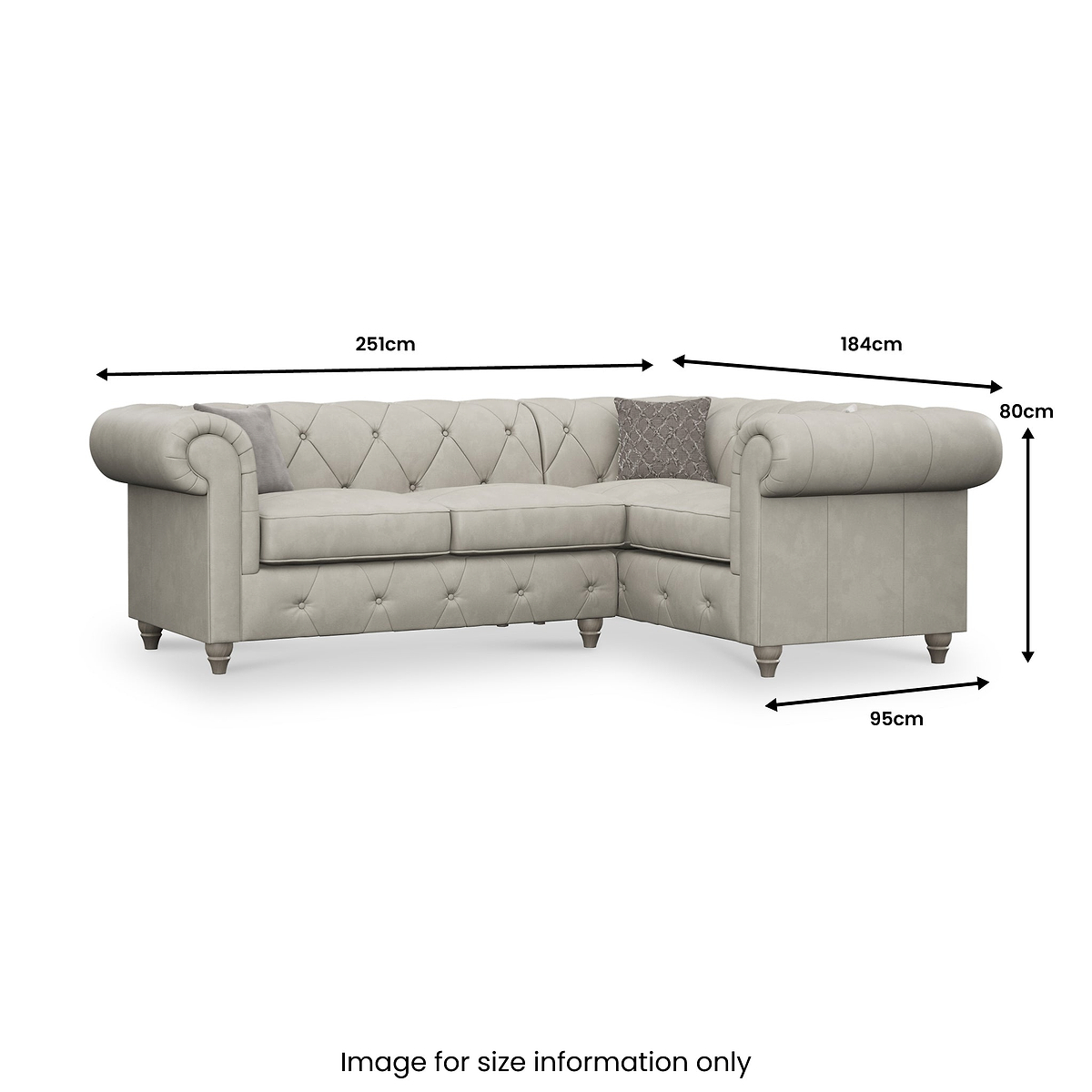 Everett RH Leather Corner Sofa Cloud Washed Feet from Roseland Furniture