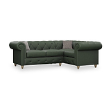 Everett RH Leather Corner Sofa Green Walnut Feet from Roseland Furniture