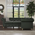 Everett RH Leather Corner Sofa Green Walnut Feet from Roseland Furniture