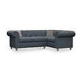 Everett RH Leather Corner Sofa Navy Washed Feet from Roseland Furniture