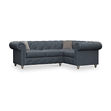 Everett RH Leather Corner Sofa Navy Washed Feet from Roseland Furniture