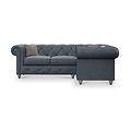 Everett RH Leather Corner Sofa Navy Washed Feet from Roseland Furniture