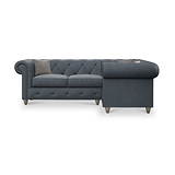 Everett RH Leather Corner Sofa Navy Washed Feet from Roseland Furniture
