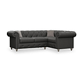 Everett RH Leather Corner Sofa Raven Washed Feet from Roseland Furniture