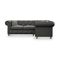 Everett RH Leather Corner Sofa Raven Washed Feet from Roseland Furniture