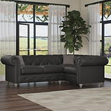 Everett RH Leather Corner Sofa Raven Washed Feet from Roseland Furniture