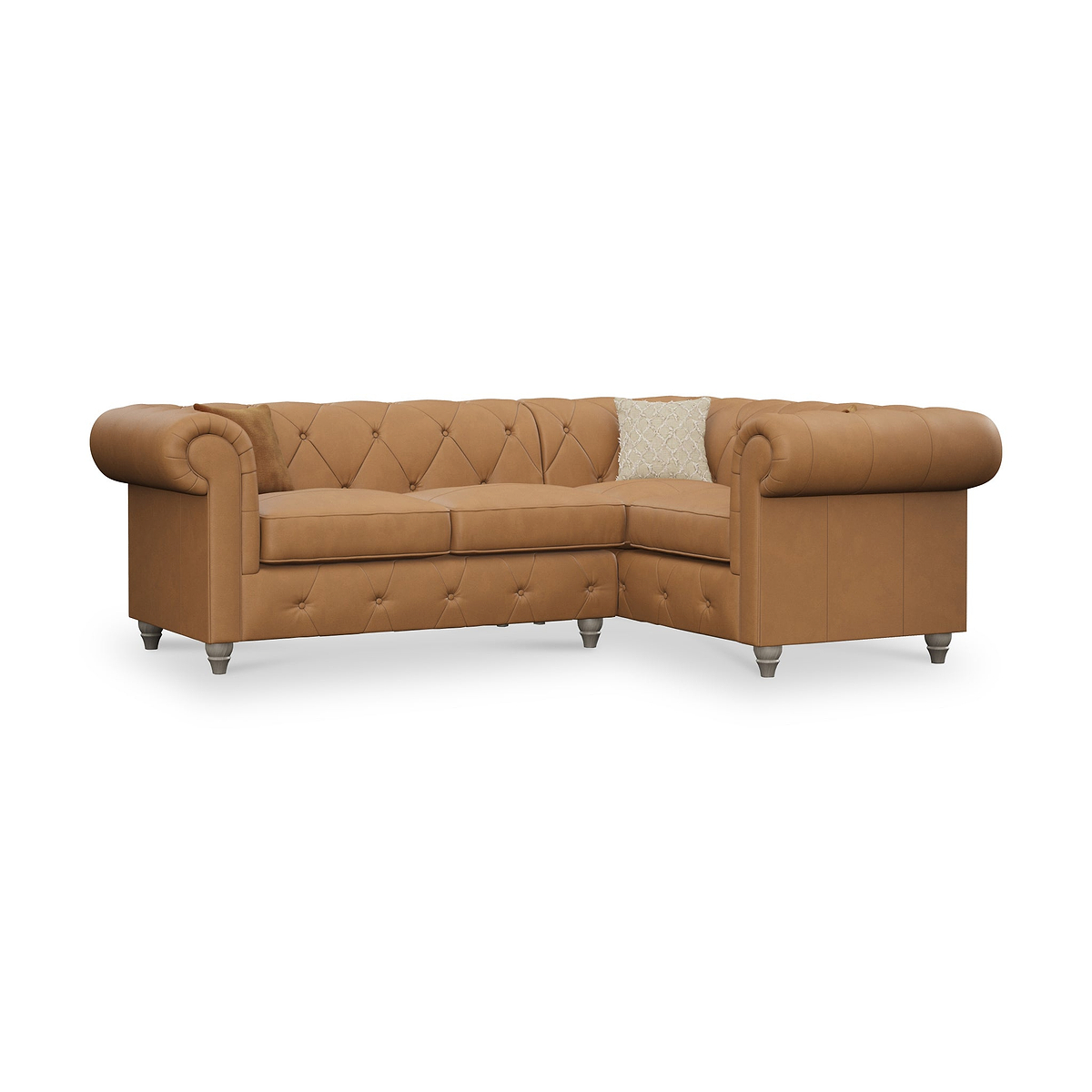 Everett RH Leather Corner Sofa Saddle Washed Feet from Roseland Furniture