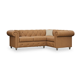 Everett RH Leather Corner Sofa Saddle Washed Feet from Roseland Furniture
