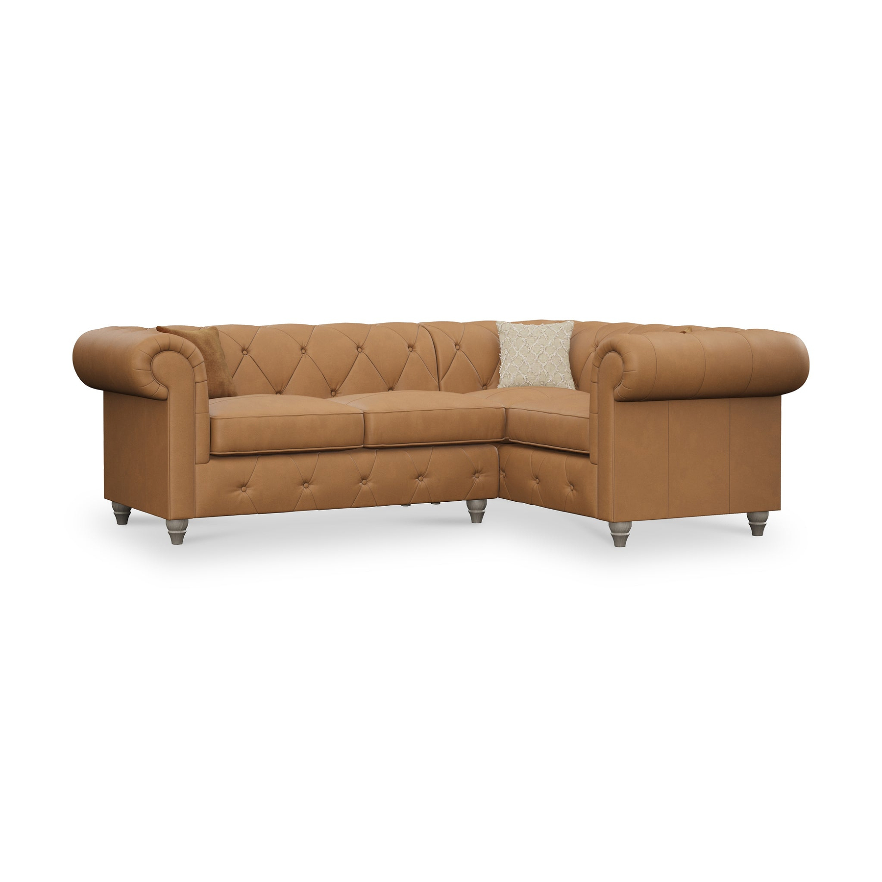 Everett RH Leather Corner Sofa Saddle Washed Feet from Roseland Furniture