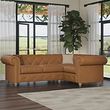Everett RH Leather Corner Sofa Saddle Walnut Feet from Roseland Furniture