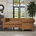 Everett RH Leather Corner Sofa Saddle Walnut Feet from Roseland Furniture