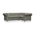 Everett RH Leather Corner Sofa Stone Grey Washed Feet from Roseland Furniture