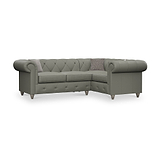 Everett RH Leather Corner Sofa Stone Grey Washed Feet from Roseland Furniture