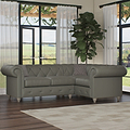 Everett RH Leather Corner Sofa Stone Grey Washed Feet from Roseland Furniture