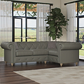Everett RH Leather Corner Sofa Stone Grey Walnut Feet from Roseland Furniture