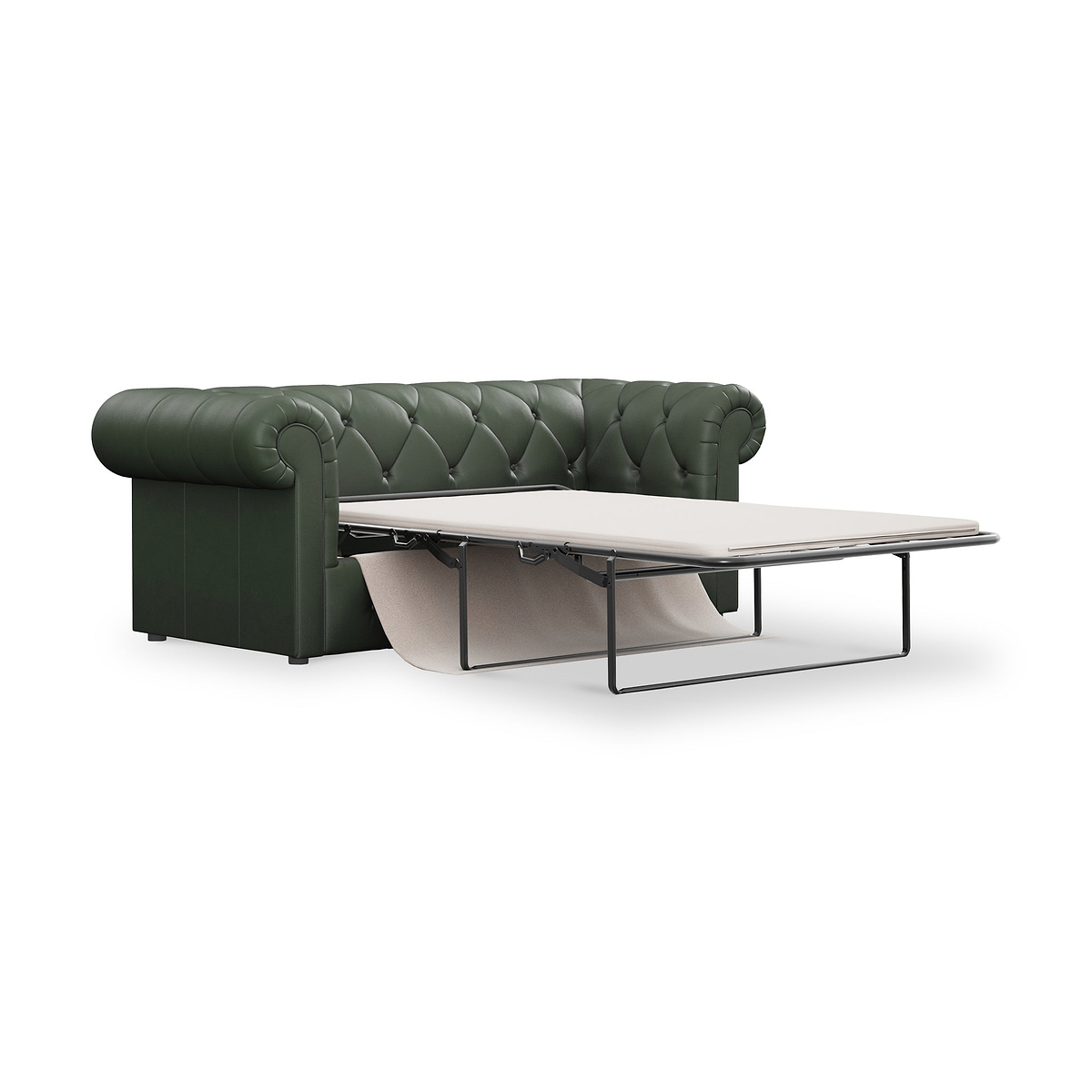 Everett Leather 3 Seater Sofa Bed Green from Roseland Furniture
