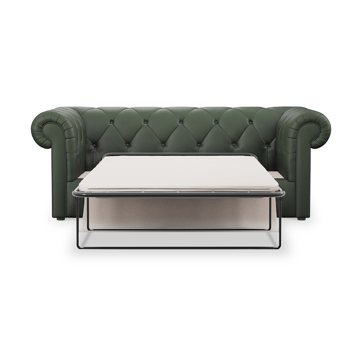 Everett Leather 3 Seater Sofa Bed Green from Roseland Furniture