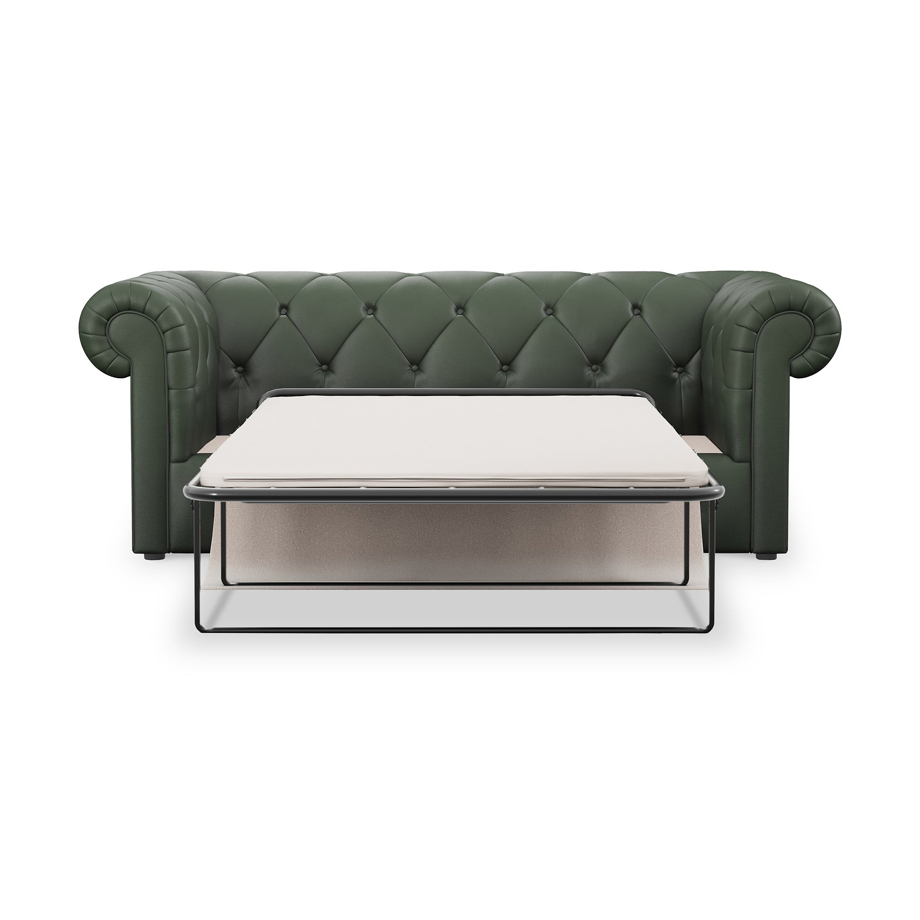 Everett Leather 3 Seater Sofa Bed Green from Roseland Furniture