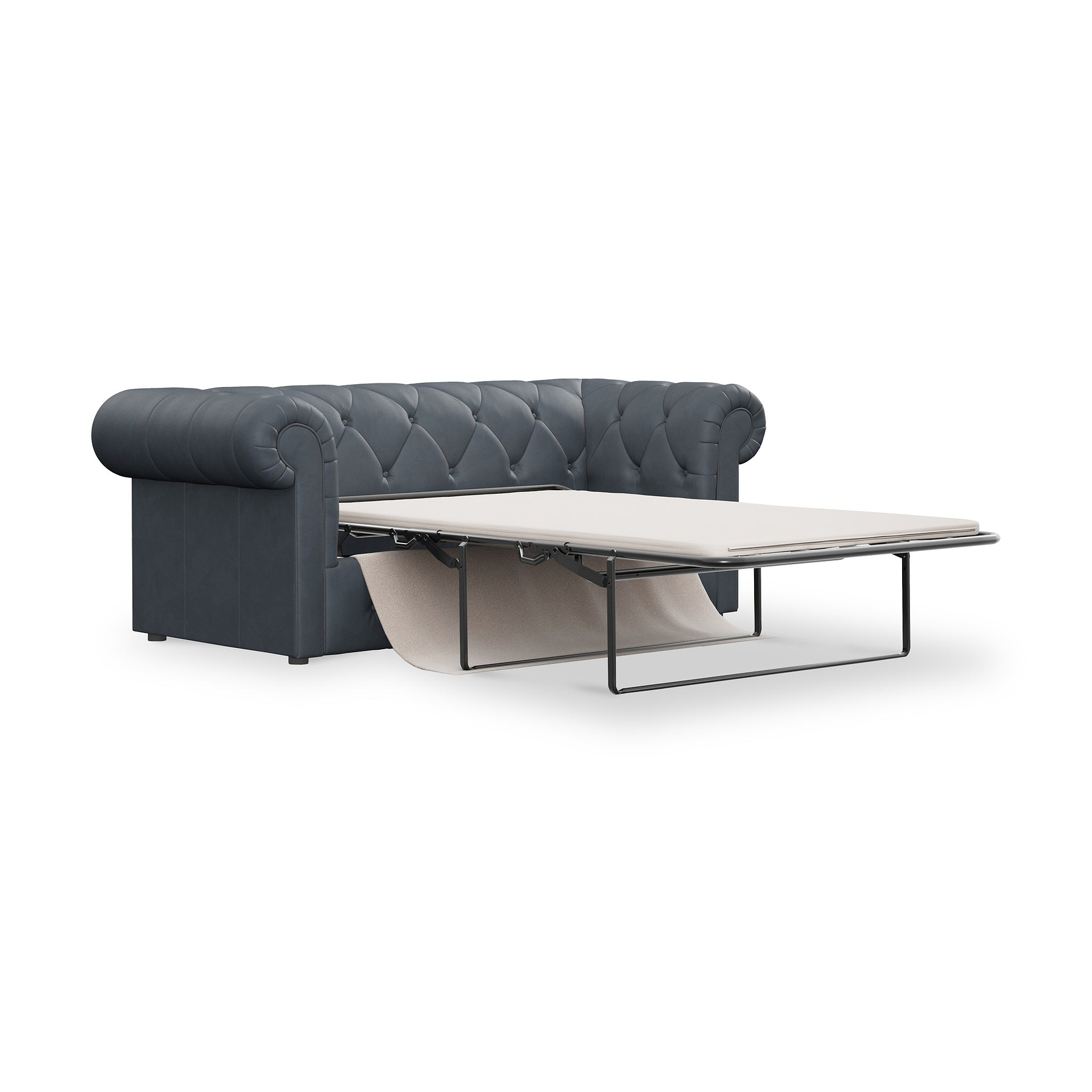 Everett Leather 3 Seater Sofa Bed Navy from Roseland Furniture
