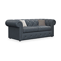 Everett Leather 3 Seater Sofa Bed Navy from Roseland Furniture