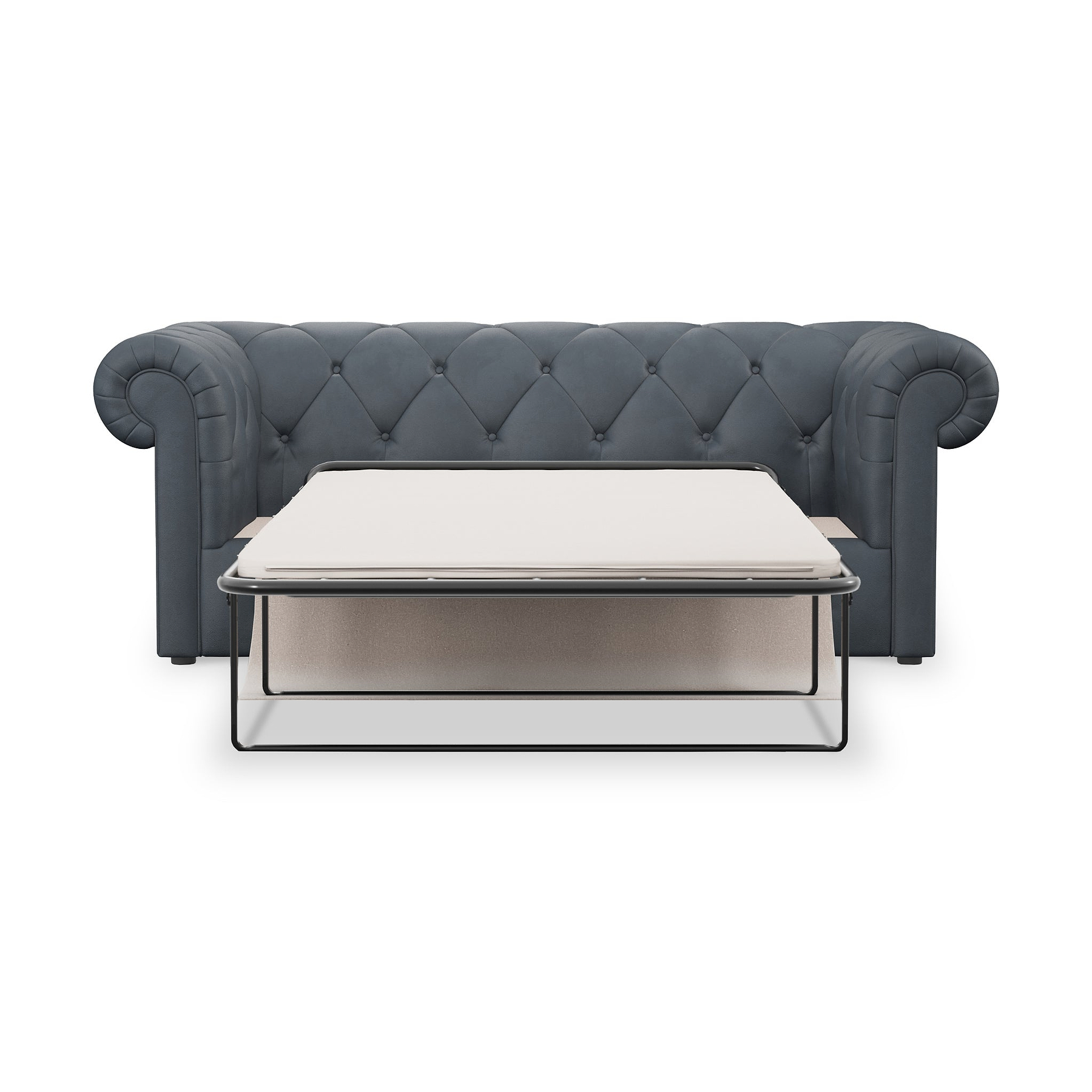 Everett Leather 3 Seater Sofa Bed Navy from Roseland Furniture