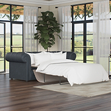 Everett Leather 3 Seater Sofa Bed Navy from Roseland Furniture