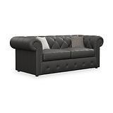 Everett Leather 3 Seater Sofa Bed Raven from Roseland Furniture