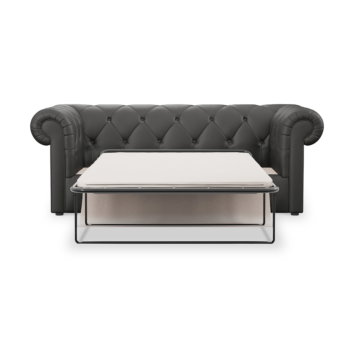 Everett Leather 3 Seater Sofa Bed Raven from Roseland Furniture