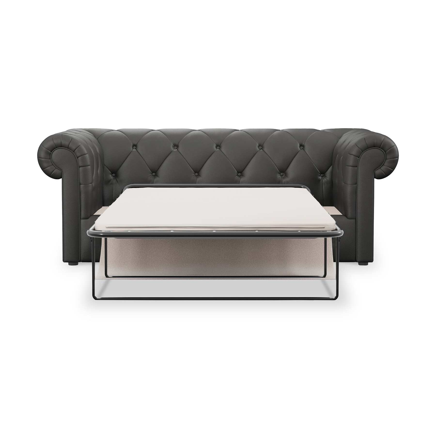 Everett Leather 3 Seater Sofa Bed Raven from Roseland Furniture