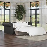 Everett Leather 3 Seater Sofa Bed Raven from Roseland Furniture