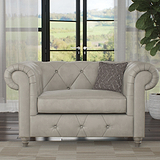 Everett Leather Snuggle Chair Cloud Washed Feet from Roseland Furniture