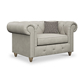Everett Leather Snuggle Chair Cloud Walnut Feet from Roseland Furniture