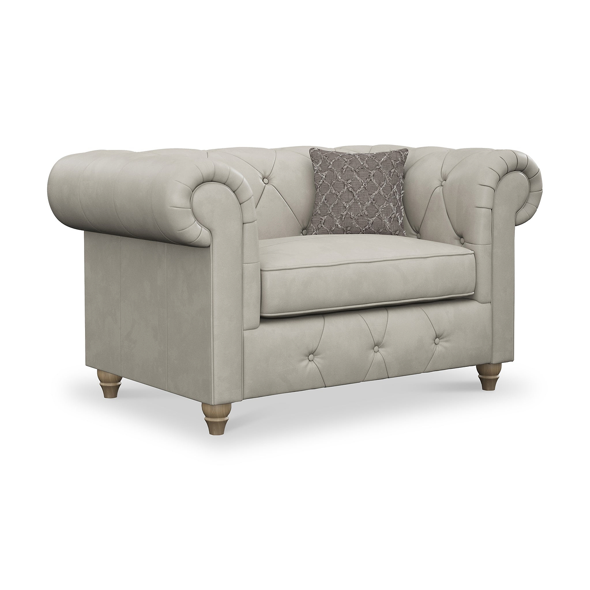 Everett Leather Snuggle Chair Cloud Walnut Feet from Roseland Furniture