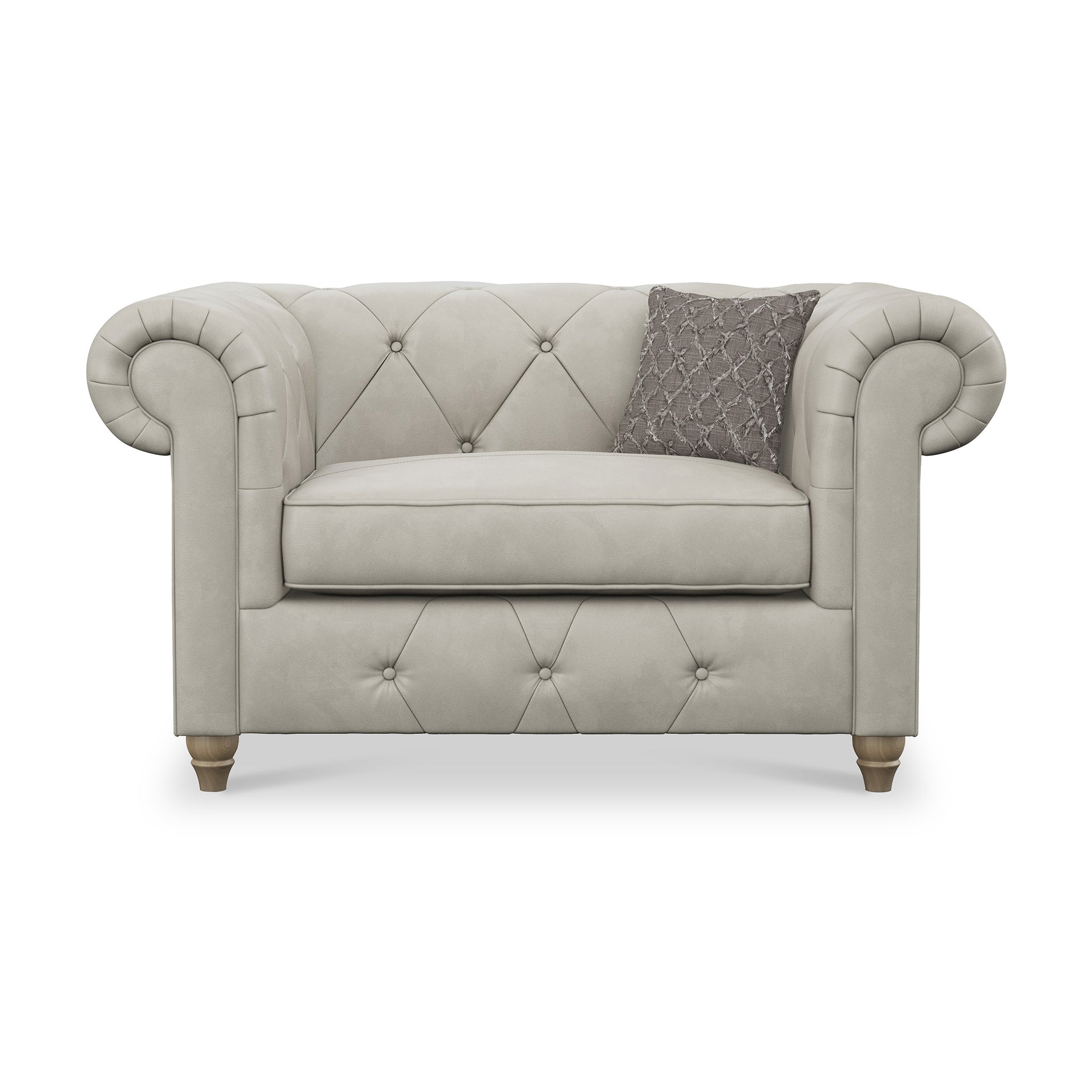 Everett Leather Snuggle Chair Cloud Walnut Feet from Roseland Furniture