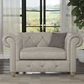 Everett Leather Snuggle Chair Cloud Walnut Feet from Roseland Furniture