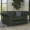 Everett Leather Snuggle Chair Green Washed Feet from Roseland Furniture