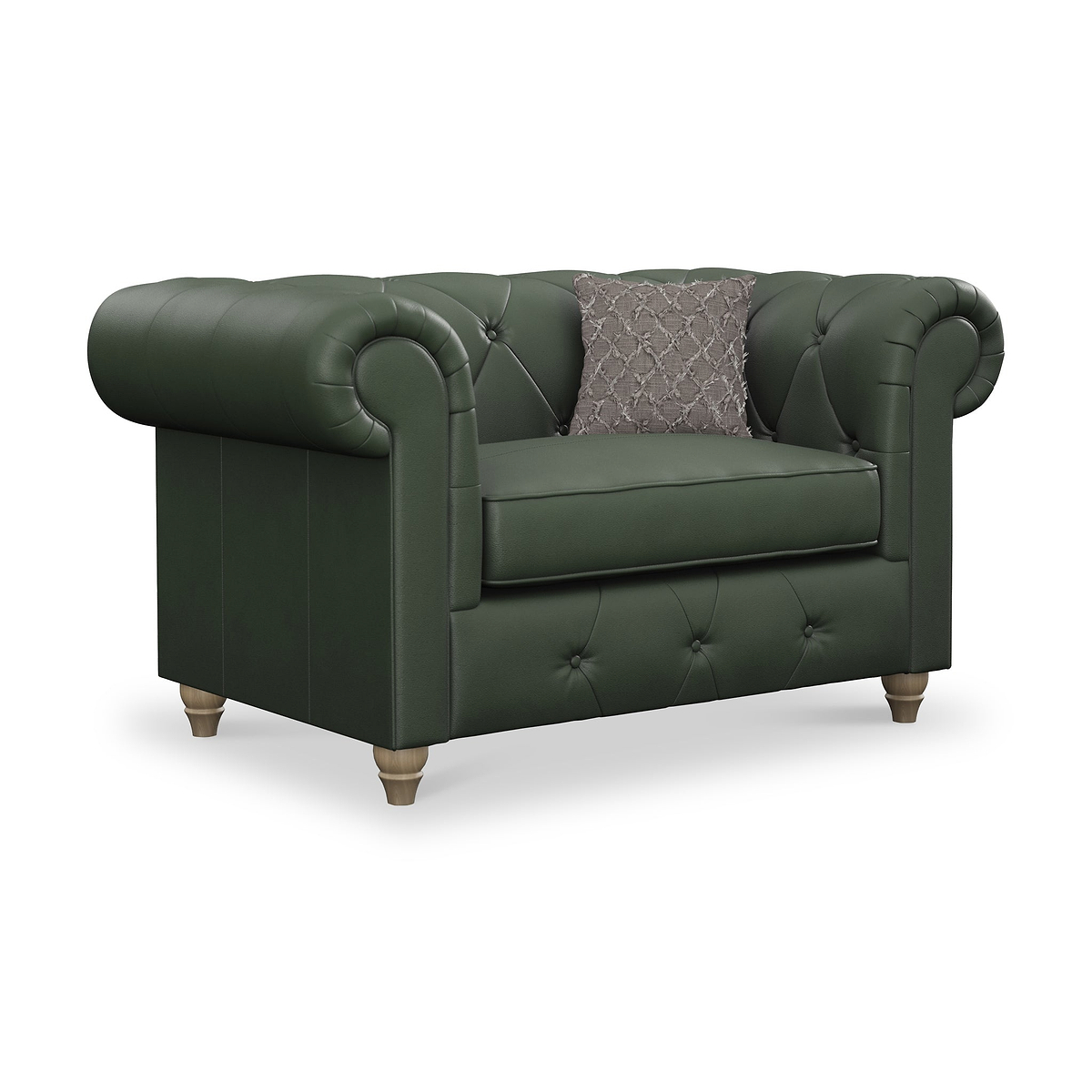 Everett Leather Snuggle Chair Green Walnut Feet from Roseland Furniture
