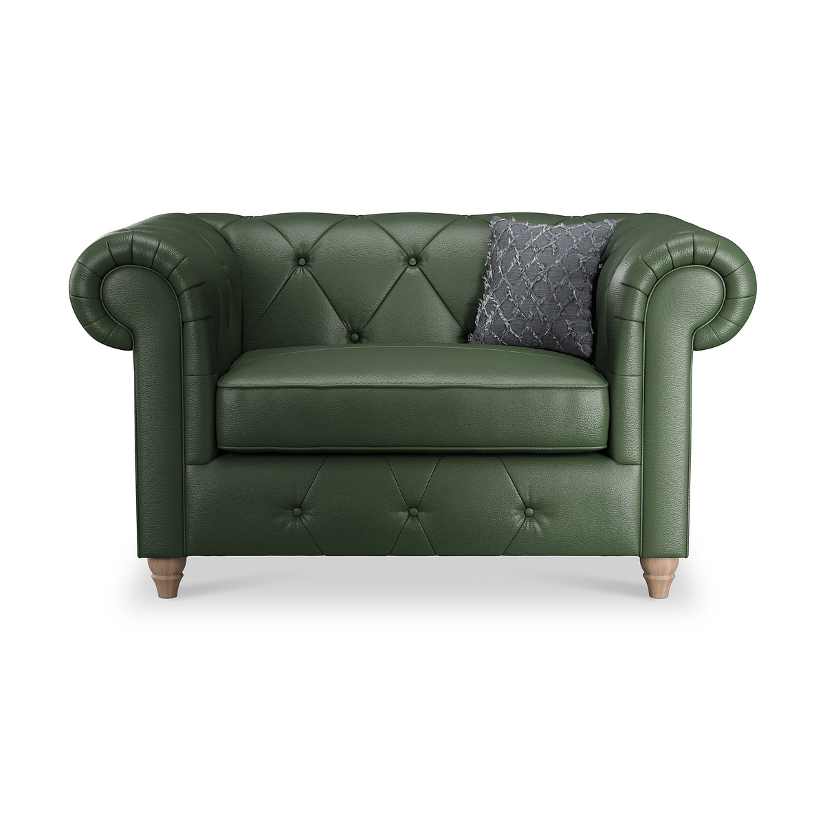 Everett Leather Snuggle Chair Green Walnut Feet from Roseland Furniture
