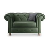 Everett Leather Snuggle Chair Green Walnut Feet from Roseland Furniture