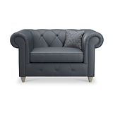 Everett Leather Snuggle Chair Navy Washed Feet from Roseland Furniture