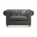 Everett Leather Snuggle Chair Raven Walnut Feet from Roseland Furniture