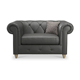 Everett Leather Snuggle Chair Raven Walnut Feet from Roseland Furniture