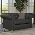 Everett Leather Snuggle Chair Raven Walnut Feet from Roseland Furniture