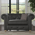 Everett Leather Snuggle Chair Raven Walnut Feet from Roseland Furniture